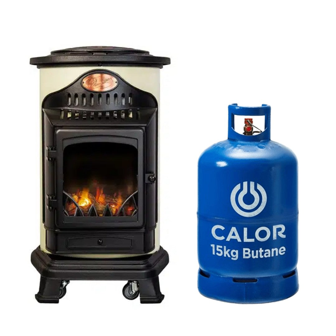 Provence Cream Gas Heater with 15kg Butane