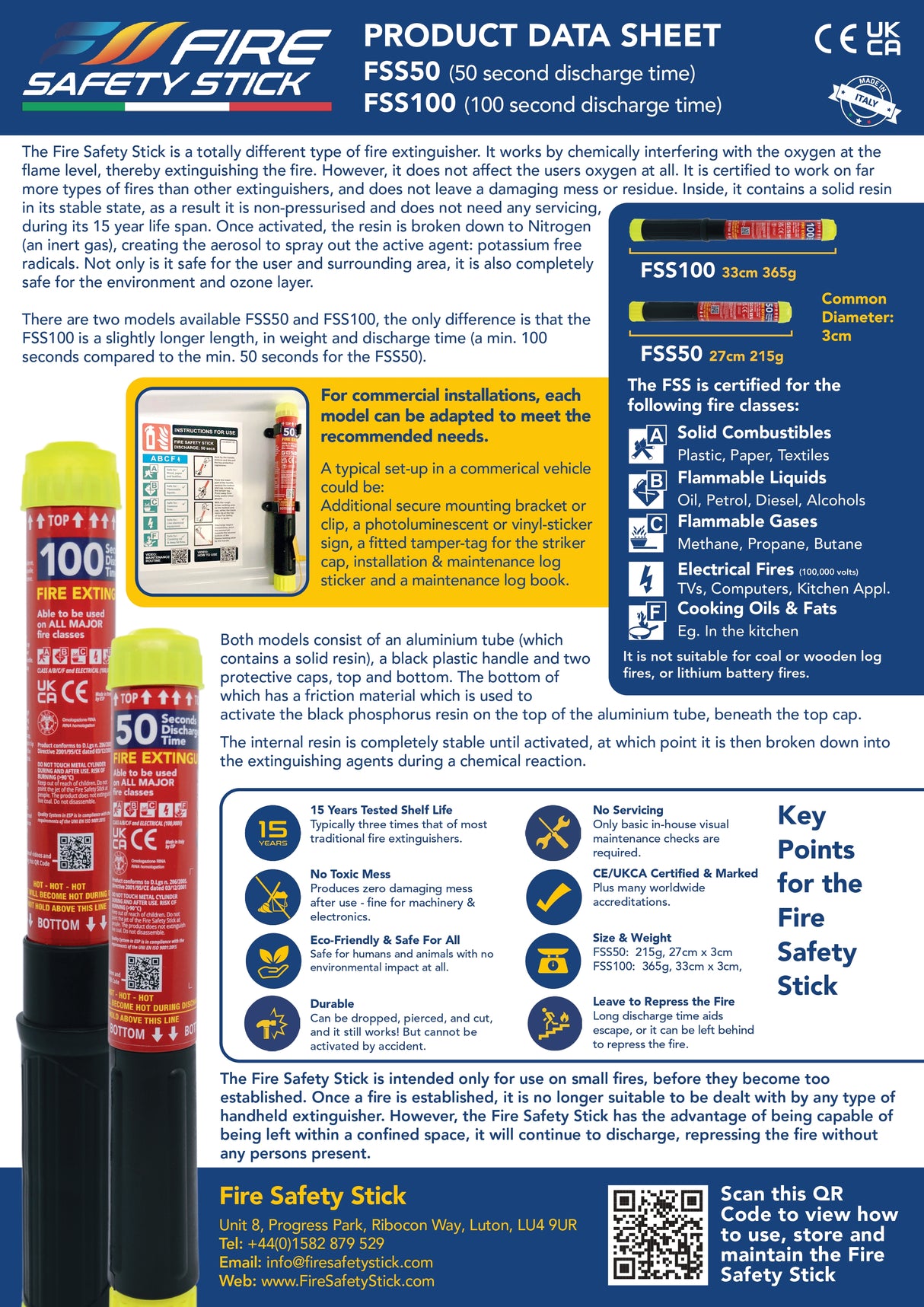 fire safety stick product data sheet