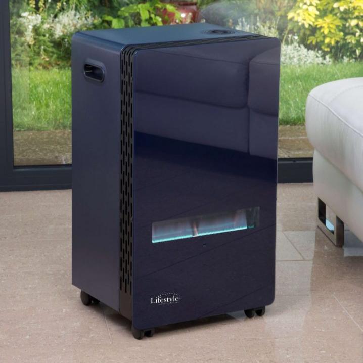 lifestyle azure blue flame portable gas heater