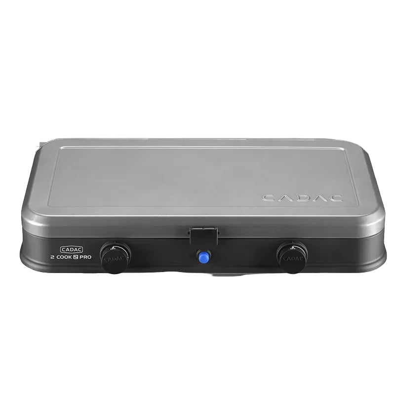 Silver gas grill with 'CADAC' branding on a white background