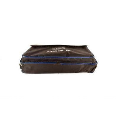 A black carry bag with '2-COOK' text and blue trim.